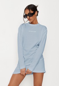 missguided blue missguided long sleeve t shirt dress