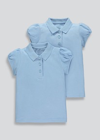 Matalan ���� ���/ Girls  Scallop Collar School Polo Shirts Blue ���