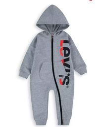 LS ZIP UP BABY BOYS COVERALLS 12-24M Grey Heather - Grey