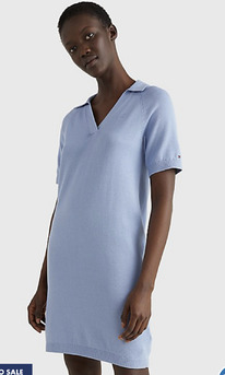 TH KNIT POLO DRESS Moon Blue
