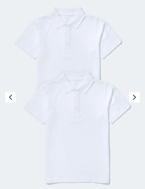 Matalan  Kids 2 Pack White Polo Shirts (4-15yrs) ���