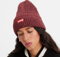 LS  ESSENTIAL RIBBED BATWING BEANIE Bordeaux - Red