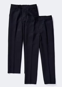 Matalan Boys 2 Pack Navy Slim Fit School Trousers ���