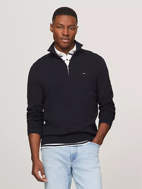 TomH Flag Logo Quarter-Zip Sweater navy