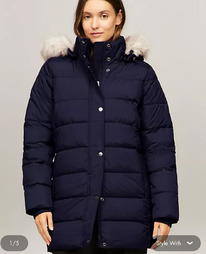 TomH Hooded Long Puffer Coat ColorNavy