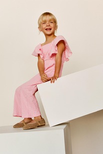 zara LANGER OVERALL MIT STRUKTUR UND VOLANTS