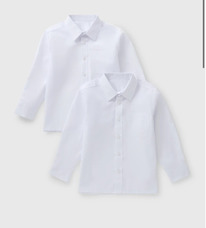Matalan ������� Boys 2 Pack White Long Sleeve School Shirts���