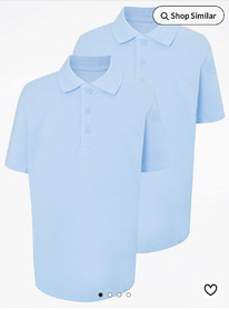 ASDA White Short Sleeve School Polo Shirts 2 Pack ���