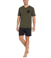 outlet46 zweiteiliger Herren Pyjama Shorty-Set mit Brusttasche und Streifen kurz