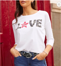 christmann Heine Langarmshirt mit Leo-Schriftzug, ecru