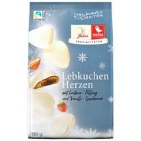 worldofsweets Weiss Gefüllte Lebkuchen Herzen Erdbeer-Vanille Weiße Sc